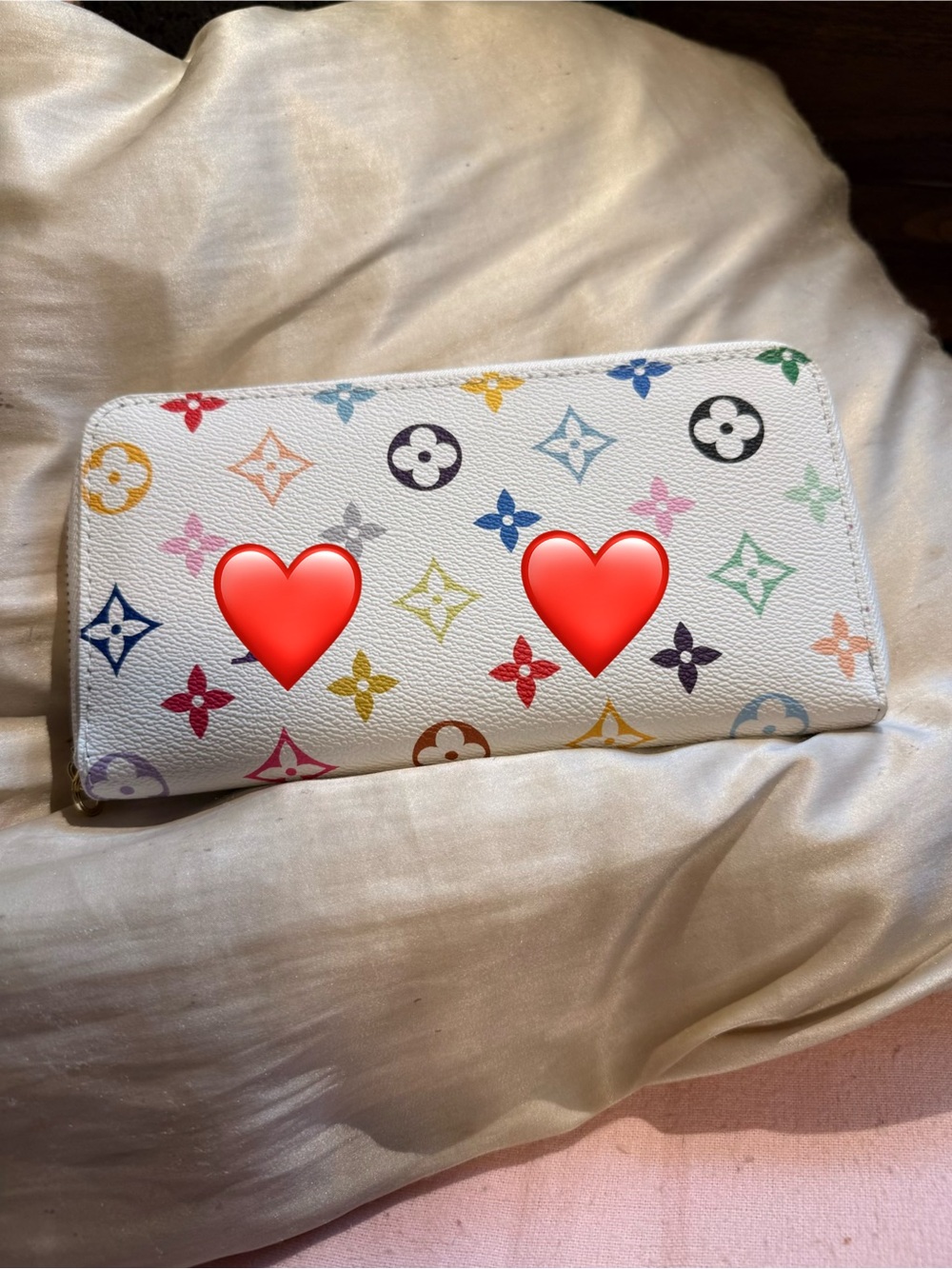 Beautiful multi color zip wallet